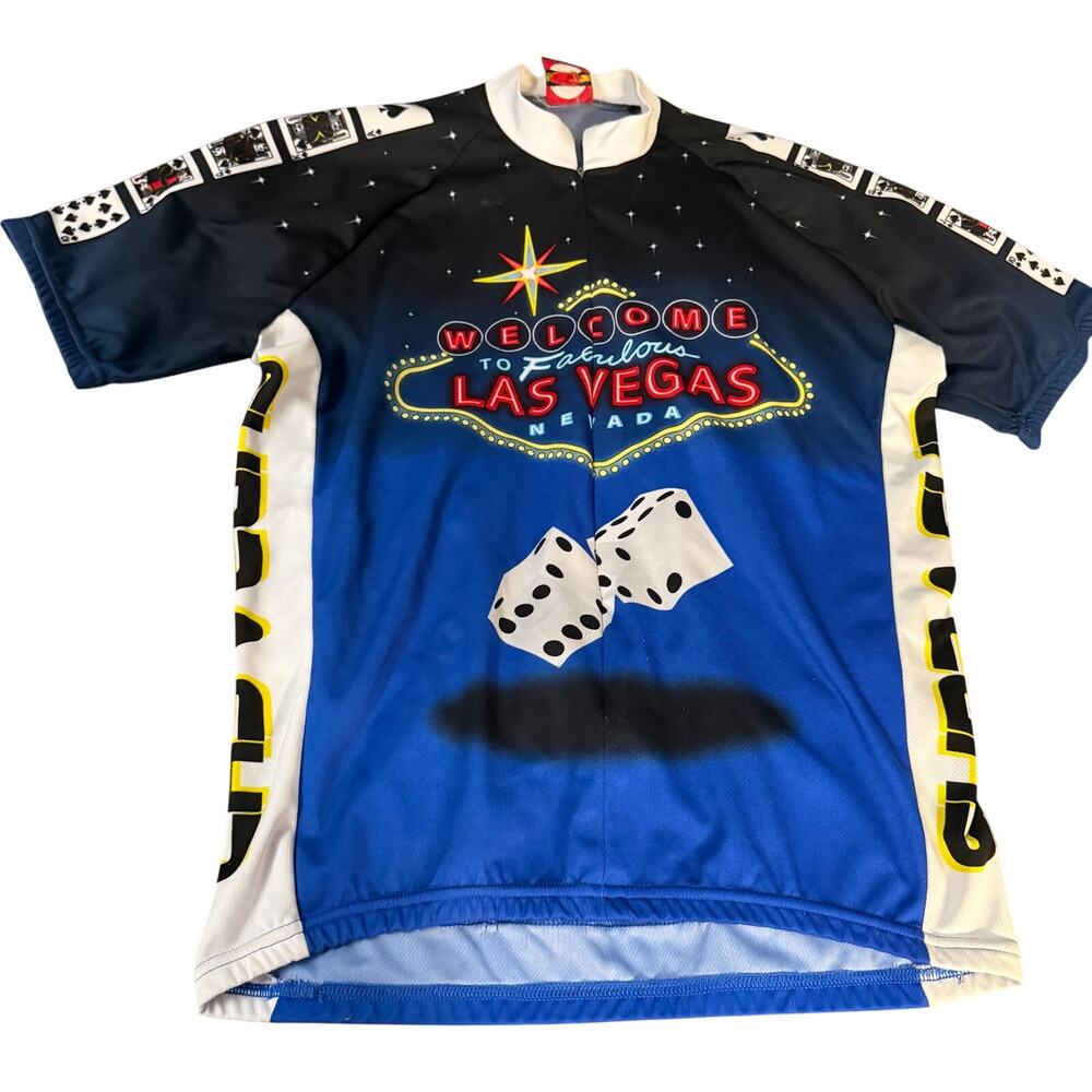 Mens Cycling jersey Welcome to Las Vegas sz XL colorful w 3 pockets dice activwr